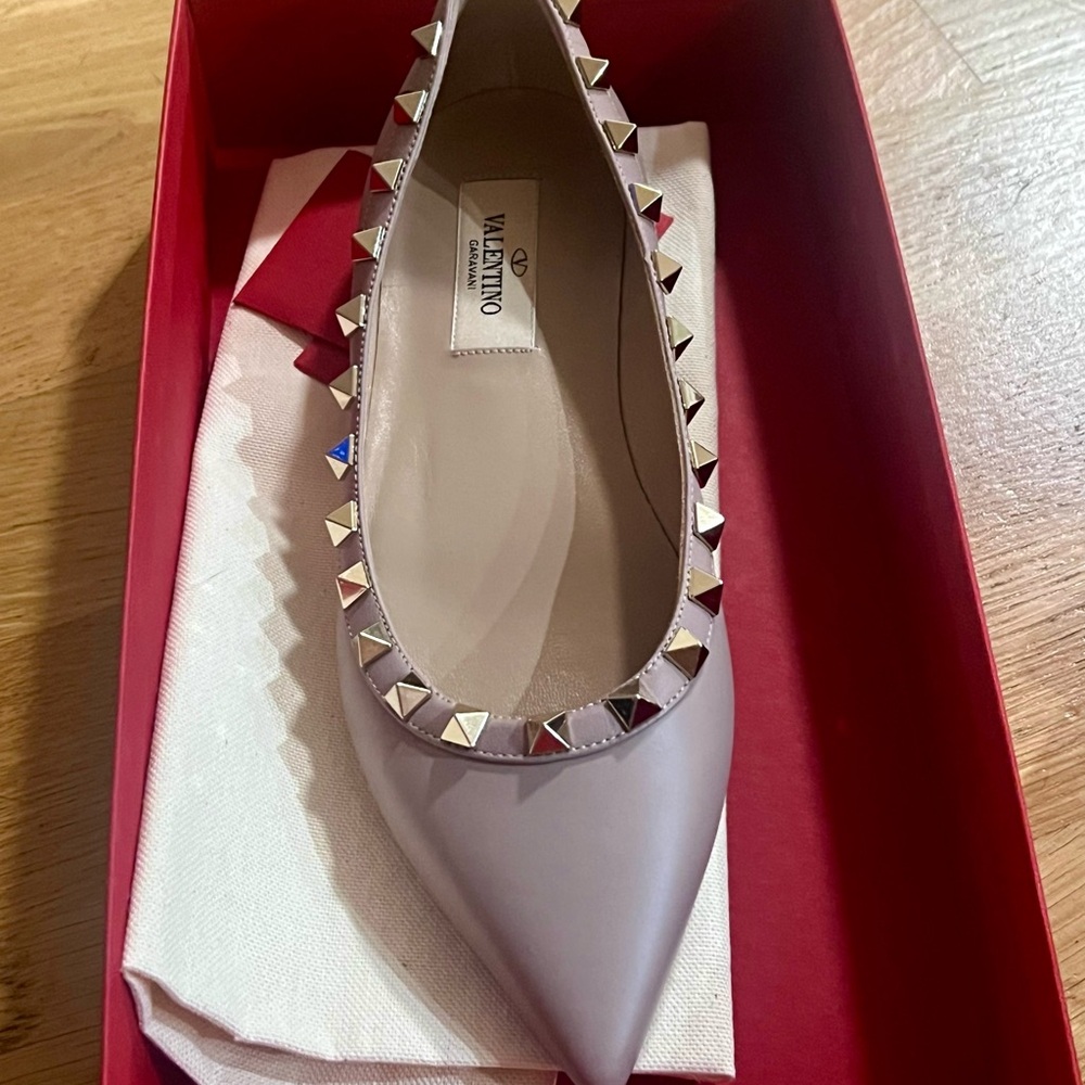 Valentino Garavani - Pointed Toe Studded Flats.